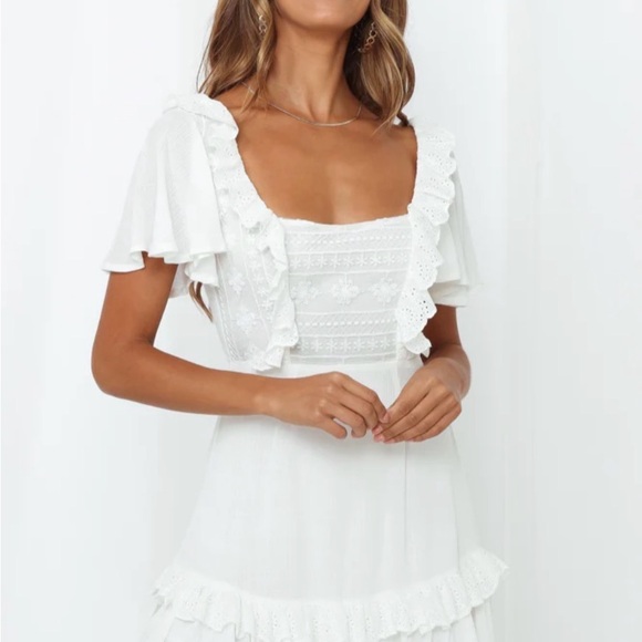 Selfie Leslie âSomething Borrowedâ White Lace Cottagecore Dress Large L NWT NEW - Picture 10 of 14